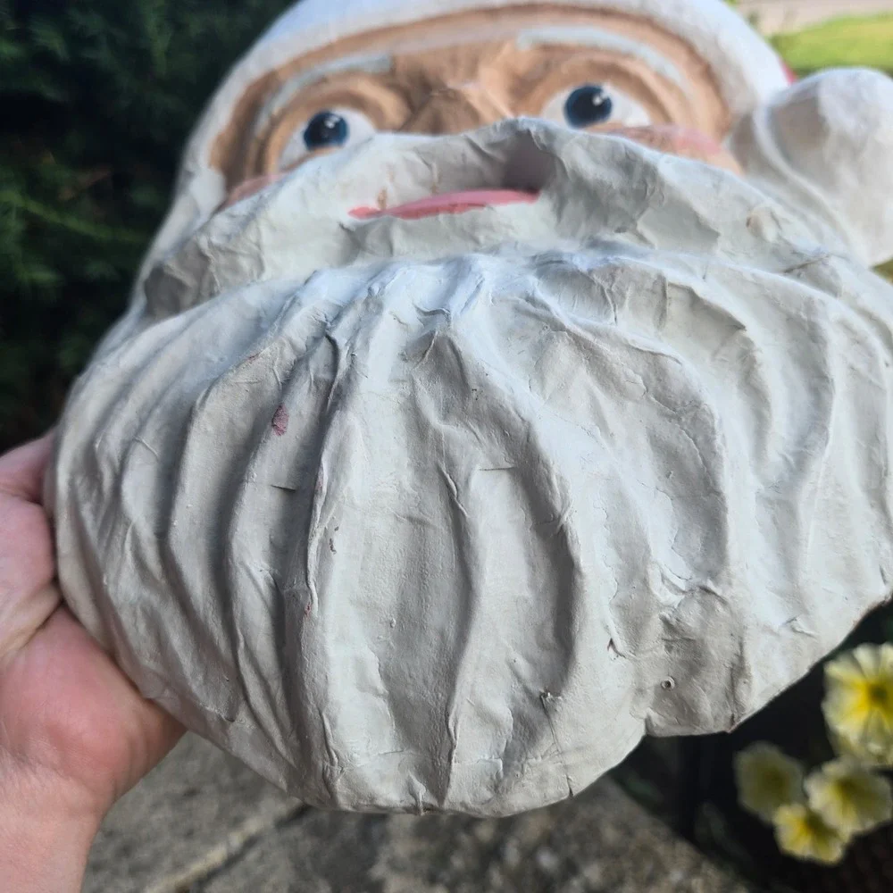 Vintage Santa Claus Head Paper Mache Christmas  Decor hand-made